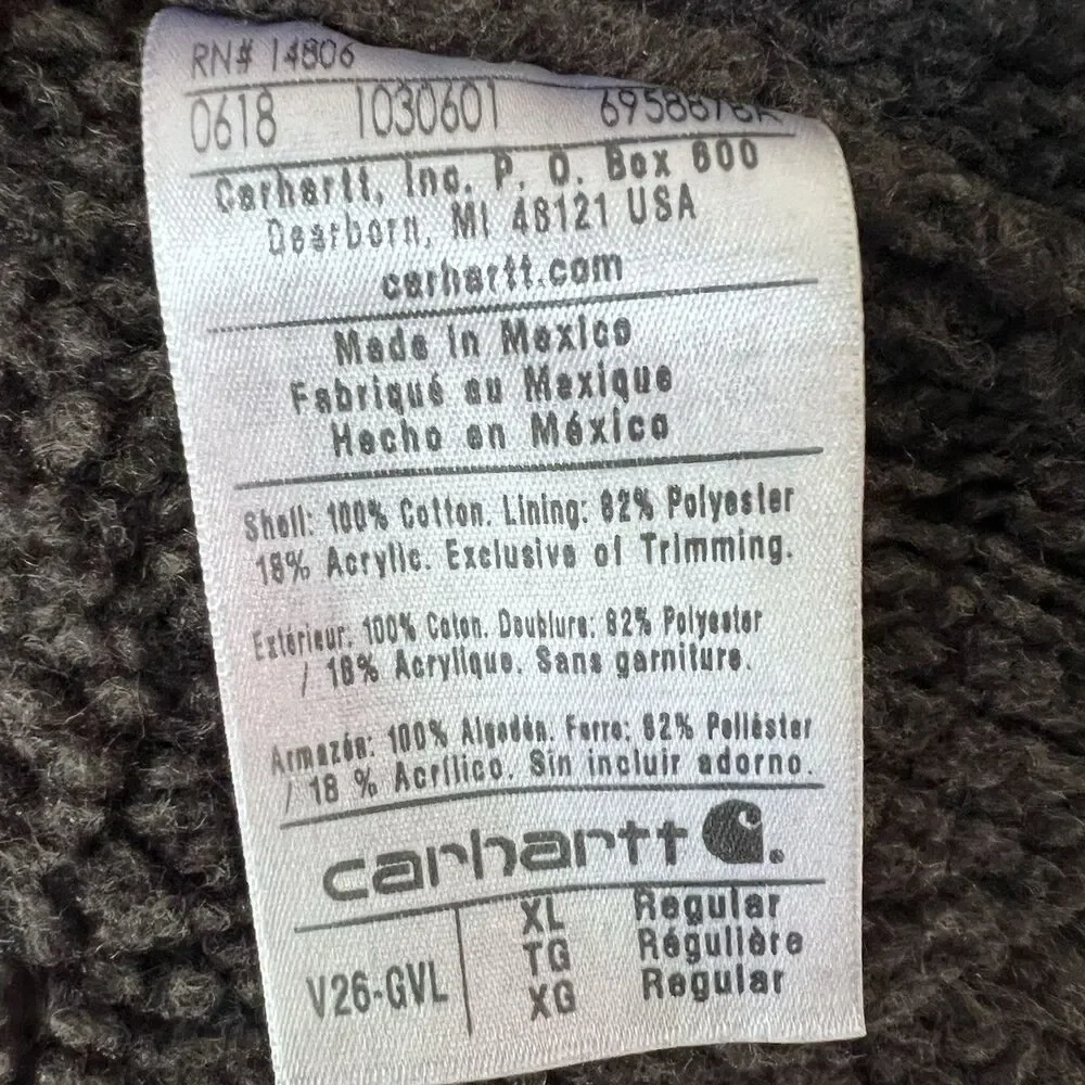 Carhartt V26 GVL Sandstone Duck Sherpa Lined Work Vest Men's XL Regular - Picture 13 of 13